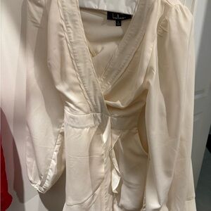 Elegant Cream Wrap Blouse dress